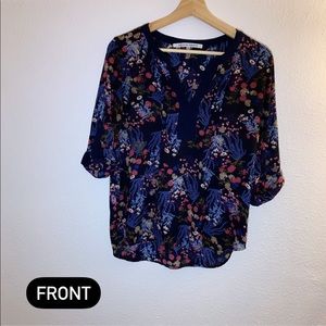 COLLECTIVE CONCEPTS Navy Spilt Neck Blouse